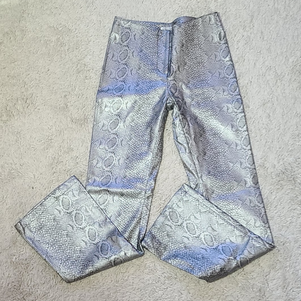 Faux leather snakeskin metallic pant vintage